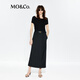 MO&Co.連衣裙UPF40+防曬2025夏新品假兩件小黑裙附腰帶高腰MBE2DRS043 黑色 S