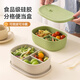 onlycook硅膠保鮮盒密封餐盒可微波爐加熱分格飯盒食品級時(shí)尚水果便當盒子 硅膠分格飯盒-淺綠/900ML
