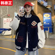 韓惠芷美式復(fù)古國(guó)潮棒球服外套女子母刺繡寬松休閑學(xué)生百搭情侶夾克上衣 A85藏青春秋 【雙層有內(nèi)里】 L 【建議100-125斤】