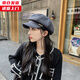 槿城帽子女貝雷帽日系百搭春秋冬季八角帽顯臉小大頭圍藝術(shù)畫(huà)家帽8011 灰色