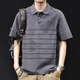 依男說(shuō)衣美式復古Polo衫短袖t恤男潮牌大碼夏季2026新款高端水洗條紋體恤 深灰色 XL （145-160斤）