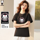 HIPANDA你好熊貓短袖t恤女夏季正肩內搭純棉寬松印花打底衫上衣女黑色XL
