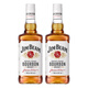 金賓（Jim Beam）占邊波本波旁威士忌 進(jìn)口洋酒檸檬沙瓦嗨棒可樂桶 大占邊大金賓 金賓白占邊白700mL2瓶