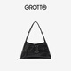 GROTTO個(gè)樂25年新款Tofu包和牛小牛皮單肩斜挎手拎包托特軟包 經(jīng)典黑M 古銀 M/L