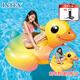 INTEX小黃鴨成年人水上充氣坐騎兒童玩具充氣玩具加厚游泳圈 57556