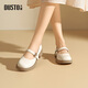 大東瑪麗珍鞋女鞋2026春季新款粗跟魔術(shù)貼圓頭單鞋C0720 米色  37