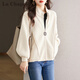 拉夏貝爾（La Chapelle）短外套女裝2025年春秋新款韓版寬松時(shí)尚小個(gè)子毛呢外套風(fēng)衣上衣女 白色 L