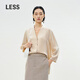 LESS夏質(zhì)感七分袖V領(lǐng)慵懶休閑寬松桑蠶雙縐真絲襯衫女2P5211380 742米駝 M