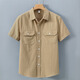 100%純棉高品質(zhì)短袖襯衫男純色夏季日系寬松休閑大碼工裝開(kāi)衫襯衣 焦糖色1503 2XL （160-170斤）