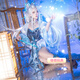 班達熊露娜霜月吟cos服傳說(shuō)皮膚冰霜cosplay王者榮耀游戲周邊二次元露娜cos服+隨機項鏈+假發(fā)2XL