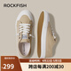 Rockfish帆布鞋女一腳蹬懶人女鞋2024新款秋季防潑水秋款板鞋單鞋 卡其色（懶人款） 38