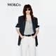 MO&Co.【C+系列】輕薄西裝2025夏新品細(xì)支精紡絲光混紡墊肩MBE2BLA001 深花灰色 S 160