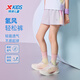 特步（XTEP）兒童童裝女童透氣速干側拼花布梭織五分褲 霧紗紫 130