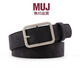 沐家日本無(wú)印MUJI無(wú)印良品品新款休閑男女簡(jiǎn)約百搭皮帶褲腰帶棕色裝飾 黑色 105cm