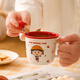 精東家櫻桃小丸子兒童水杯家用可愛(ài)喝水杯陶瓷馬克杯帶刻度牛奶早餐杯子 【官方正版~帶刻度】紅色小丸子