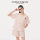 TEENIE WEENIE小熊棉刺繡睡衣女2025夏季女童短袖短褲家居服套裝 珍珠粉 L