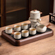 瓷牌茗茶具觀(guān)山自動(dòng)茶具整套汝窯泡茶器全套家用禮品功夫茶具排水茶盤(pán)套裝 《水墨觀(guān)山》自動(dòng)茶具六杯+茶盤(pán)