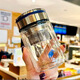 拓進(jìn)日本進(jìn)口品質(zhì)摔不爛茶水分離泡茶杯雙層便攜隨手耐高溫透明杯喝水 寶石藍(lán)【雙層加厚】380ml
