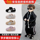 奇諾鼠【官方正品】寶寶學(xué)步鞋真皮復古風(fēng)翻蓋德訓鞋男女兒童運動(dòng)鞋 黑色 【單層】 24 碼(適合腳長(cháng)14.1-14.5cm)