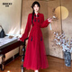 世希大碼新中式盤(pán)扣流蘇紅色連衣裙春秋設計感網(wǎng)紗拼接改良旗袍禮服裙 紅色 M 建議 80-100斤