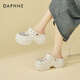 達芙妮（DAPHNE）洞洞鞋女款厚底增高外穿夏季時尚水鉆沙灘兩穿涼拖鞋女 米色  37 