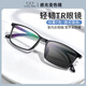 鏡邦 新款近視眼鏡商務(wù)大臉眼鏡框男大黑框眉線(xiàn)眼鏡框配變色眼鏡Z D096亮黑 高度數更顯薄 配1.56極速感光變色鏡片 默認灰色