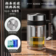 萬象品牌玻璃杯帶把手柄茶杯家用簡(jiǎn)約辦公水杯單層高硼硅男士透明杯子 V219-鈦銀色-400ml-雙層