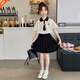 諾佳微淇女童夏裝2025新款洋氣小女孩夏季中大兒童學(xué)院風(fēng)短袖裙褲t恤套裝6 圖片色 130 碼