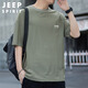 JEEP SPIRIT吉普短袖t恤男夏季冰絲上衣涼感速干半袖肌理紋體恤男 軍綠 XL 