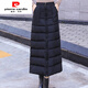 皮爾卡丹（pierre cardin）冬裙女秋冬新款加厚羽絨棉裙半身裙冬季中長(cháng)款冬天裙子冬長(cháng)裙外穿 黑色【橫線(xiàn)】 XL 110-120斤