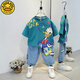 G.DUCKKIDS小黃鴨男童夏裝純棉套裝2025新款兒童夏季兩件套寶寶衣服短袖夏天 綠色 130 cm