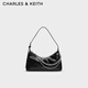 CHARLES&KEITH柔軟拉鏈?zhǔn)今薨檰渭绨赶掳可掌呦ΧY物CK2-40782472 Noir黑色 S