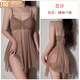 莫代爾性感睡衣女夏網(wǎng)紗蕾絲吊帶睡裙宮廷純欲公主風(fēng)甜美仙女薄款家居服 豆沙色 L [適合105-120斤]