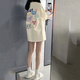 妙奕嘉短袖t恤女2025新款夏季美式潮流印花體恤衫寬松韓版大碼上衣學(xué)生 杏色后背SEZ小怪獸涂鴉短袖 L 【建議120斤以內(nèi)】