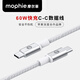 Mophie摩爾菲 USB 2.0 Type C-C 60W 充電線 2米 白色 適配蘋果16 iPhone15Pro/iPadpro數(shù)據(jù)線安卓手機(jī)