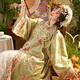 聽(tīng)月小筑【粉黛裁春】原創(chuàng  )女春夏印花仿清漢古裝國風(fēng)新中式非漢服 綠色 現貨 均碼