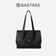 BAGTREE【明星同款】包包樹(shù)海豚包輕奢植鞣皮托特包大容量通勤女士電腦包 大號-黑色 能裝14寸MacBook 高級小眾