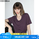 COCOBELLA質(zhì)感金屬LOGO涼感短袖針織衫女舒適圓領(lǐng)T恤NTS26 紫色 L