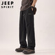 JEEP SPIRIT吉普冰絲休閑褲男夏季涼感寬松直筒戶外傘兵工裝褲子 黑色  3XL 