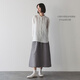 無印良品（MUJI）女式 漢麻棉輕便長裙 長半身裙女裙子 25年夏季女裝 BE1VBC5S 灰色條紋 S （155/62A）