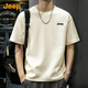 吉普（JEEP）260G重磅純棉短袖T恤男2025夏季薄款圓領(lǐng)休閑寬松潮牌體恤上衣服