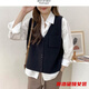 奧洛黛婭v領(lǐng)針織馬夾新款時(shí)尚洋氣簡(jiǎn)約短款背心女毛衣外搭坎肩 黑色 XL
