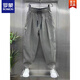 羅蒙（ROMON）潮牌薄款冰絲亞麻休閑褲男夏季新款寬松束腳哈倫褲痞帥棉麻九分褲 淺綠色 (單件裝) XL 【125-140斤】