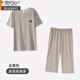 莫代爾睡衣男士夏季2025新款短袖七分褲冰絲涼感寬松大碼運(yùn)動(dòng)家居服套裝 62064豆黃色七分褲【7A級(jí)抗菌除 XL 175(XL)：建議穿著體重140斤
