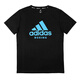 阿迪達斯 （adidas）男裝透氣快干圓領(lǐng)時(shí)尚潮流舒適運動(dòng)休閑T恤 黑/藍  2XL