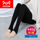 貓人（MiiOW）秋冬加絨打底褲女外穿大碼棉褲高腰收腹踩腳顯瘦胖mm加厚保暖褲襪 黑色踩腳【440g厚絨/適溫-10至10 1條 L 適合80至130斤