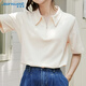 真維斯（JEANSWEST）純棉T恤女2025春季新款復(fù)古風(fēng)休閑寬松半拉鏈純棉短袖女
