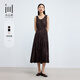 水云間女裝 低圓領(lǐng)精美編繩收腰輕薄背心無(wú)袖連衣裙2025夏季新款 深咖 M