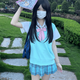 閃動(dòng)少女（SHANDONGSHAONV）JK制服jk日系校供學(xué)生馬甲疊穿格裙毛衣背心套裝學(xué)院風(fēng)針織衫上衣 v湖藍(lán)背心+短袖+璃海+粉波點(diǎn)領(lǐng)結(jié) M