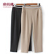 俞兆林（YUZHAOLIN）休閑褲女春夏裝新款褲子40歲50婦女小腳彈力中年人夏裝九分褲 黑色 2XL 【建議110-120斤】